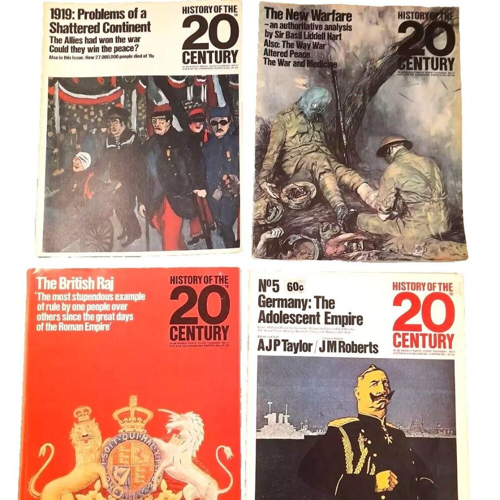 Vintage History of the 20th Century Magazines Germany, British Raj, War, 1919
